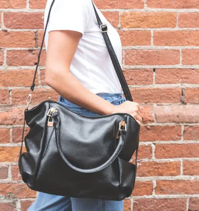 Black bag over the shoulder