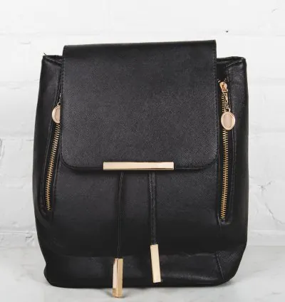 Black gold fashion backpack