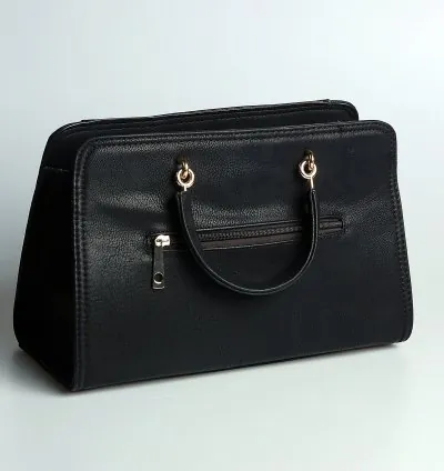 Women black leather handbag