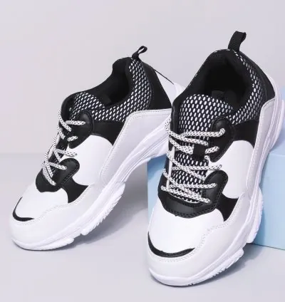 Fashionable black and white sneakers