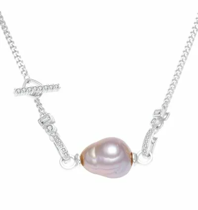 925 sterling silver Baroque pearl clavicle chain