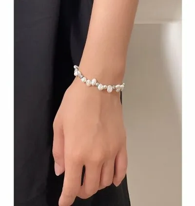 925 sterling silver Baroque pearl bracelet